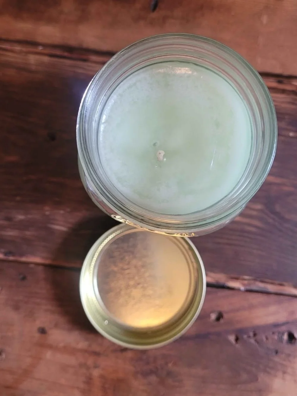 Honeydew Melon Scented Green Jar Candle with Rustic Ribbon